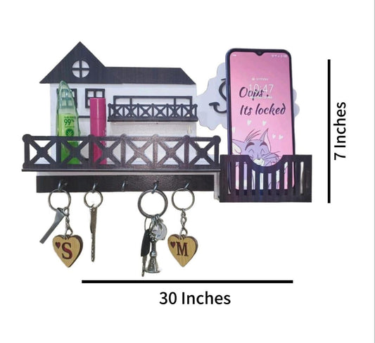 Sweet Home Wooden Key And Mobile Holder