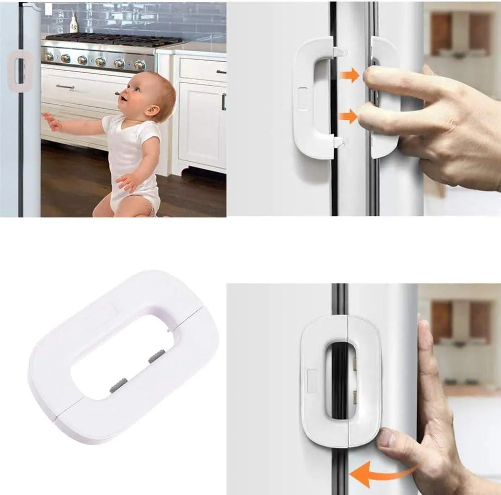 Child Safety fridge Locks Self Adhesive Cabinet Locks and Refrigerator Fridge Freezer Door Lock for Multi-Usage