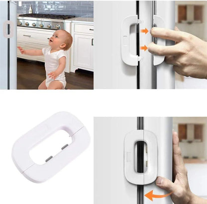 Child Safety fridge Locks Self Adhesive Cabinet Locks and Refrigerator Fridge Freezer Door Lock for Multi-Usage
