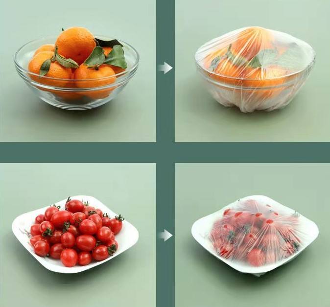 100PCs Stretchable Transparent Plastic Food Covers for Bowls, Plates, Fruits, and Vegetables