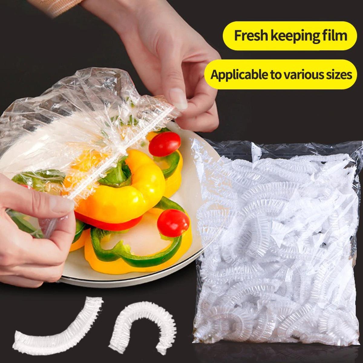 100PCs Stretchable Plastic Food Covers – Disposable Transparent Wrap for Bowls, Plates, Fruits, Vegetables – Anti-Dust, Food-Grade Cling Film.
Keep your food fresh and your kitchen clean with these 100pcs
