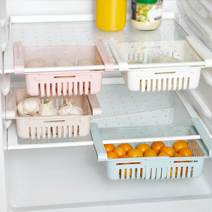 Adjustable Fridge Storage Baskets – Set of 2 Expandable Food Organizer Rack