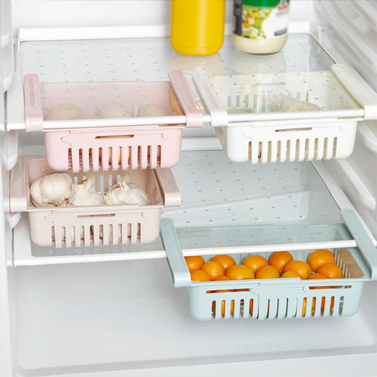 Adjustable Fridge Storage Baskets – Set of 2 Expandable Food Organizer Rack