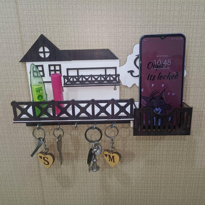 Sweet Home Wooden Key And Mobile Holder