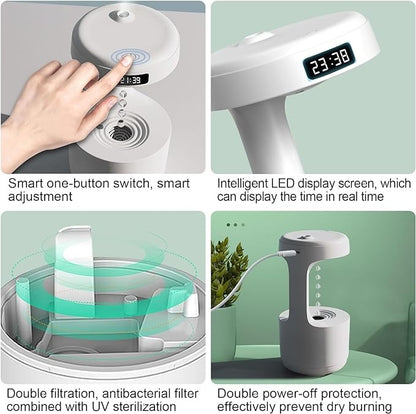 Smooth sailing anti gravity Humidifier with altra Quite performance, water drop light effects