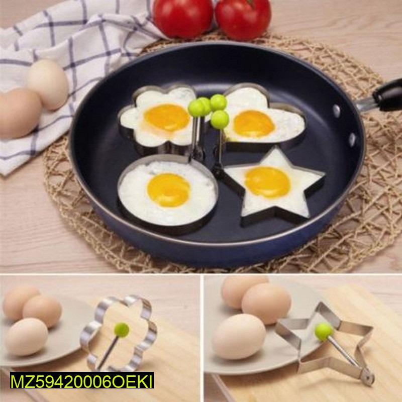 Pack Of 4 New Mould Style Fried Egg Pancake Shaper | Egg Shaper Kitchen Tools Star, Heart, Round, Flower Shaped Stainless Steel