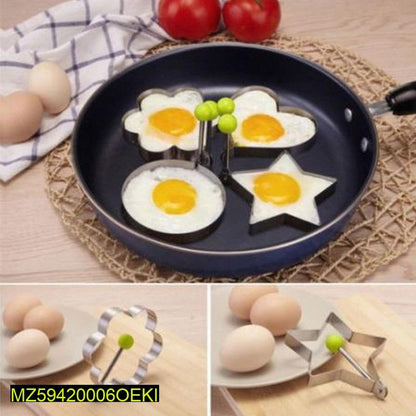 Pack Of 4 New Mould Style Fried Egg Pancake Shaper | Egg Shaper Kitchen Tools Star, Heart, Round, Flower Shaped Stainless Steel