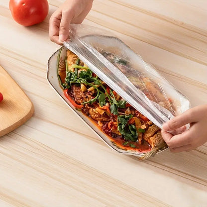 100 Pcs Stretchable Transparent Plastic Food Covers – Disposable Elastic Wrap for Bowls, Plates & Fruits