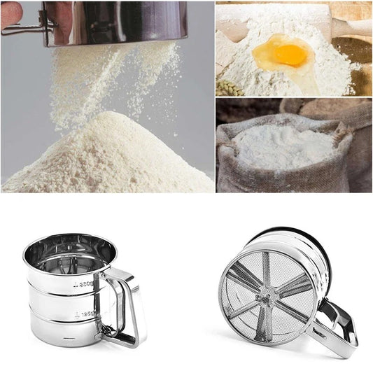 Stainless Steel Flour Sieve Cup – Handheld Baking Sifter for Flour, Sugar & Powdered Ingredients