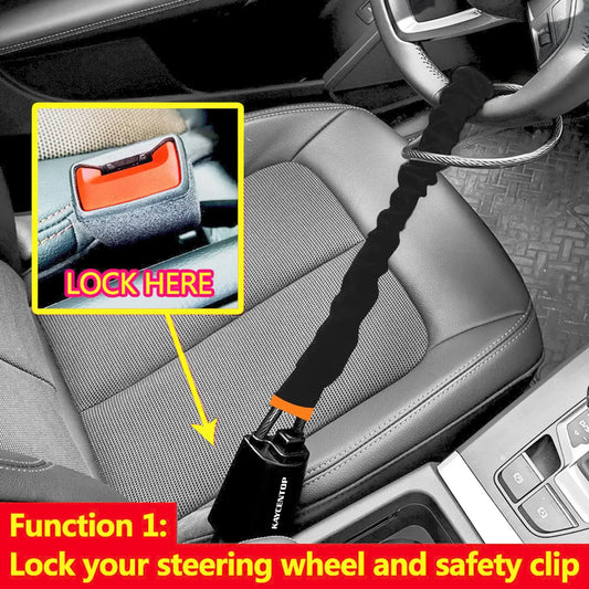 Car Steering Lock with Seat Belt Buckles Anti Theft Protection Device with three keys