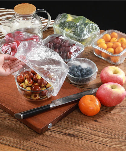 100PCs Stretchable Plastic Food Covers – Disposable Transparent Wrap for Bowls, Plates, Fruits, Vegetables – Anti-Dust, Food-Grade Cling Film.
Keep your food fresh and your kitchen clean with these 100pcs