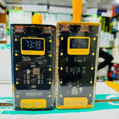 Transparent Power Bank With LED Light | Fast Charging Portable Power Bank With Dual USB Output And Smart Display (20000mah)