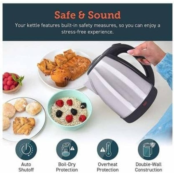 Automatic Electric Kettle 2Liter. Stainless Steel Hot Water Boiler With Auto Shut-Off, LED Display & Temperature Control (1000W, 220V)