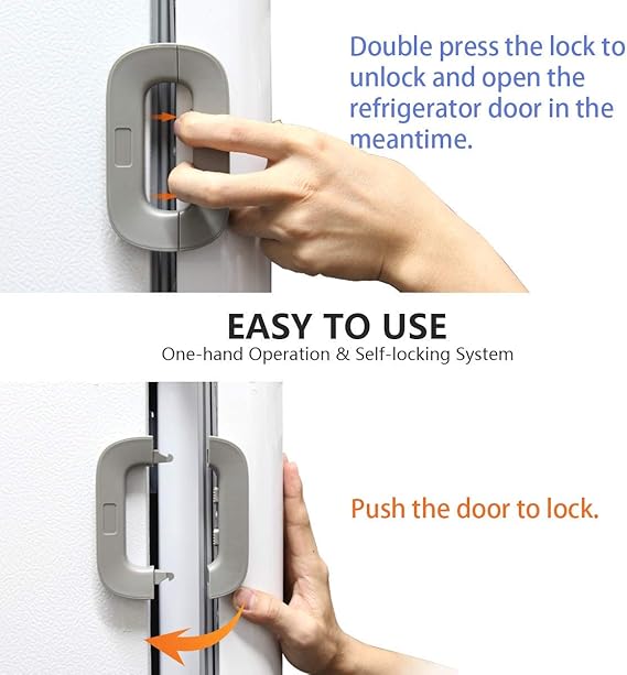 Child Safety fridge Locks Self Adhesive Cabinet Locks and Refrigerator Fridge Freezer Door Lock for Multi-Usage