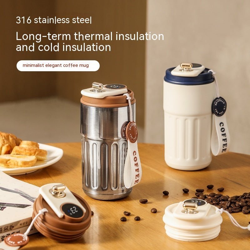 Smart Digital Thermal Bottle – 450ml Stainless Steel Insulated Coffee Mug with Temperature Display