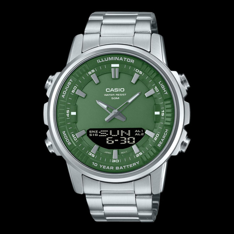 Original Casio Turquoise Dial Men Watch – Dual Display Illuminator 50M