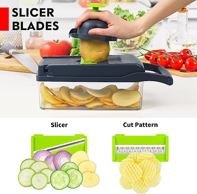 Vegetable Cutter Chopper & Slicer – All-in-One Multi-Blade Kitchen Tool
